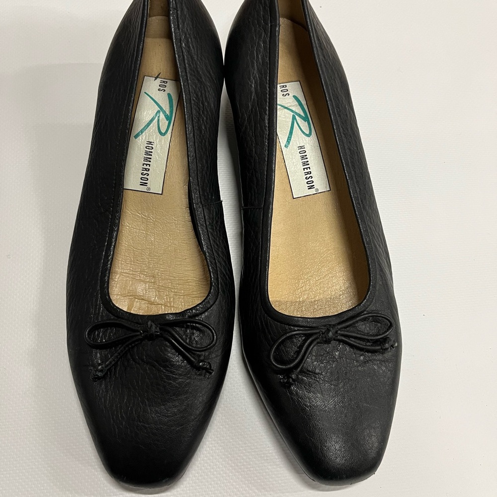 Ros Hommerson Black Leather Low Heels